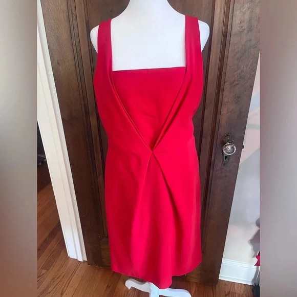 Red Fendi Sleeveless Shift Dress Square Neckline Women Size L, US 10, IT46 - Picture 1 of 7